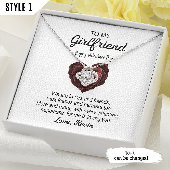 To My Girlfriend Happy Vanlentine's Day Personalized Gift For Wife - Love Knot Necklace With Message Card