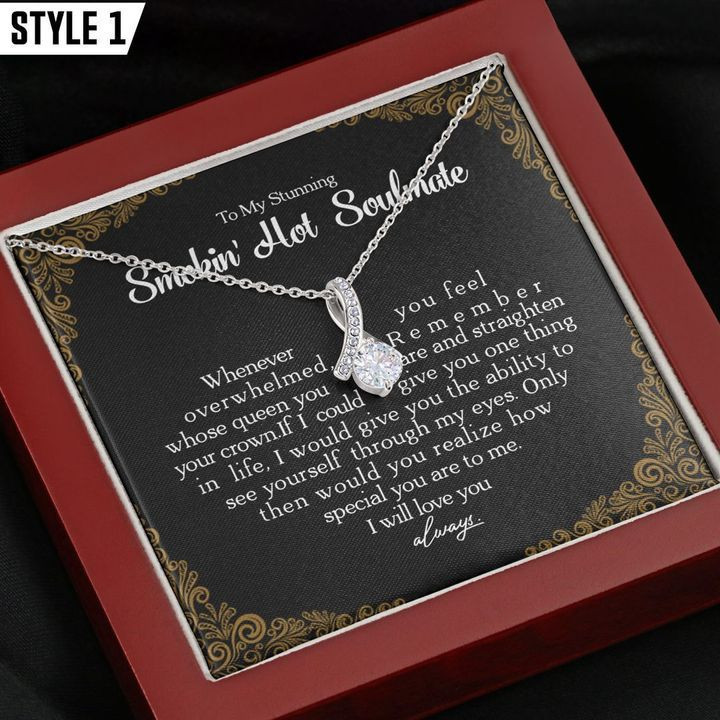 To My Stunning Smokin Hot Soulmate To My Wife Gift From Husband Wedding Anniversary Necklace With Message Card
