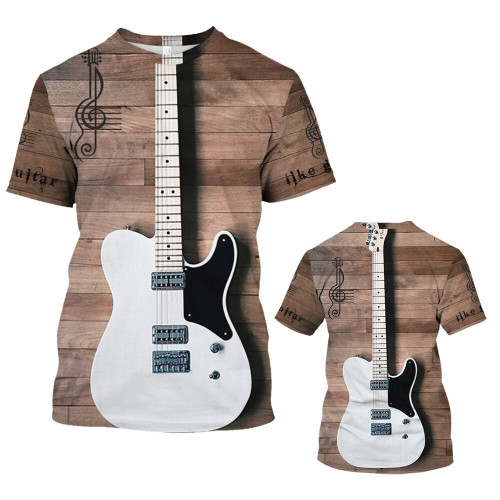 Jazz Men's T-Shirt 3D Print Sax Guitar Clarinet T Shirt Classic Music Fashion Short Sleeve Hip Hop Tee Pop Loose Casual T-Shirt
