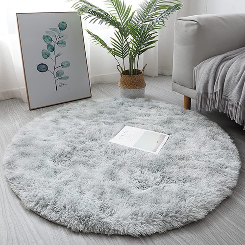 Silver Bubble Kiss Thick Round Rug Carpets for Living Room Soft Home Bedroom Kid Room Plush Salon Decoration