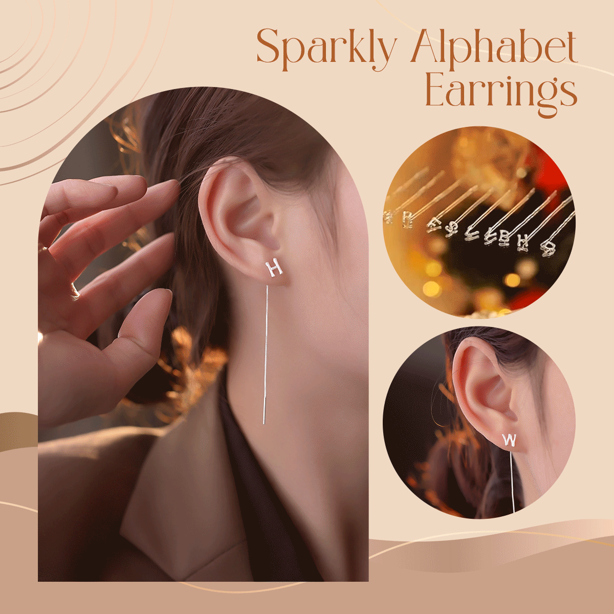 Shiny Alphabet Earrings (Pair)