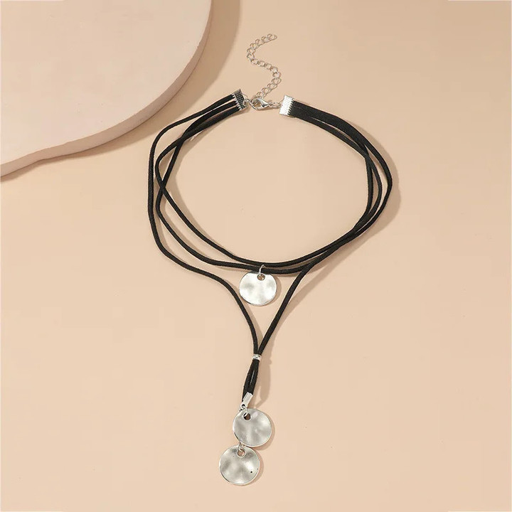 Long Suede Necklace Black Velvet Wrap Necklace A