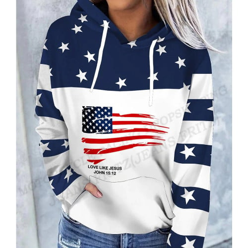 Women Premium American Flag Hoodie