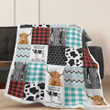 Cow Animals Flannel Warm And Plush DressGift  Fleece Blanket For Bedroom