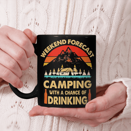 Weekend-forecast Camping with-a-chance-of-drinking-vintage-funny-shirt