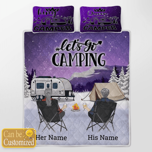 Let's go Camping Quilt Custom Personalized Bedding Set
