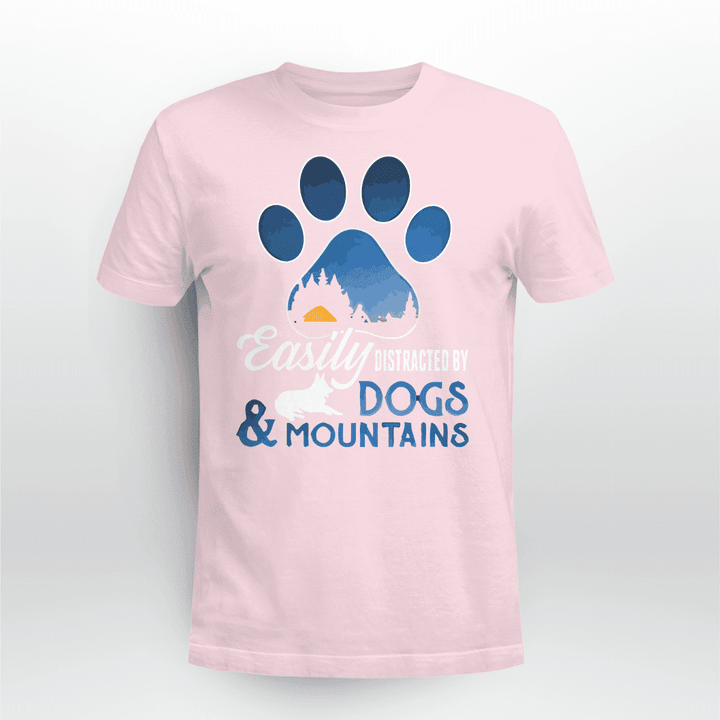 Easily-Distracted-By-Dogs-And-Mountains-Camping GiftT-Shirt-limited