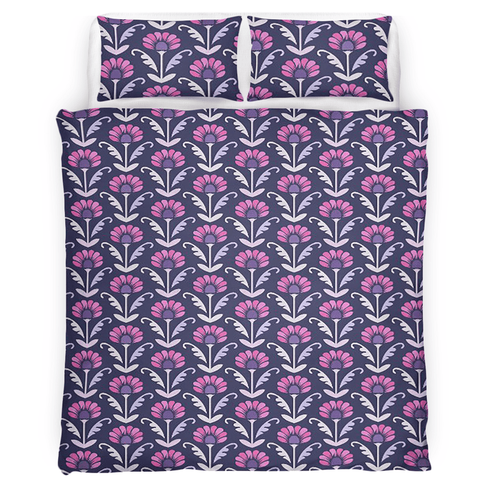 Pink Sunflower Pattern Duvet Cover Boho Style Lightwieght DressGift Bedding Set