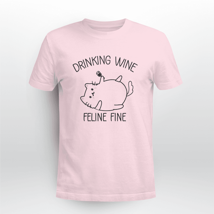 Drinking-wine-feeling-fine-funny-cat-shirt