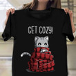 Cat Get Cozy Shirt Cat Drink Coffee Woolen Scarf Funny Clothing Gift For Guy Friend