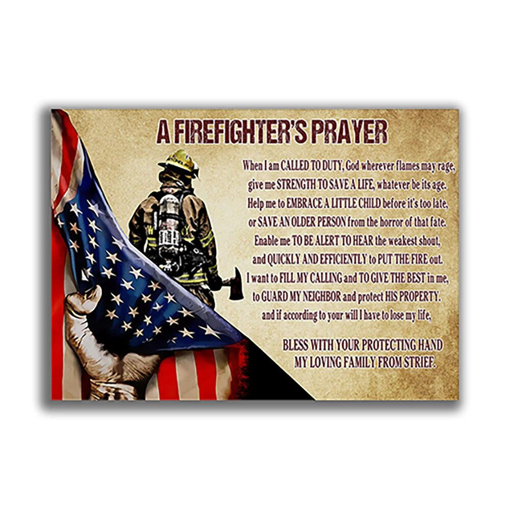 Firefighter Prayer Poster Canvas, Firefighter Inspirational Prints, Ch ...