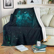Dark Teal Galaxy Space Sherpa Fleece Blanket Gifts For Family, For Couple