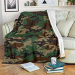 Green And Brown Camouflage Sherpa Fleece Blanket Gifts For Family, For Couple