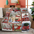 Merry Christmas Quilt Blanket, Christmas Gift, Christmas Red Truck Quilt Blanket