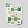 Custom Woodland Baby Blanket , Personalized Name Nursery Quilt Set