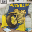 Michelin Vintage Motorcycle Fleece Blanket Gift For Fan, Premium Comfy Sofa Throw Blanket Gift
