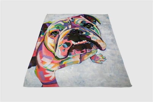 Bulldog Clor Art Sherpa Fleece Blanket Gifts For Family, For Couple