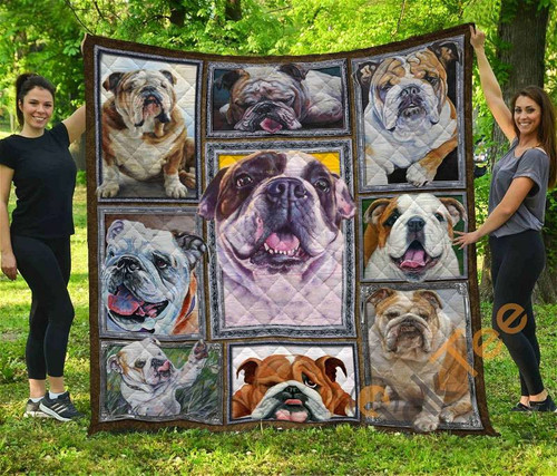 Chqdog41011 Bulldog Quilt Blanket Bedding Set