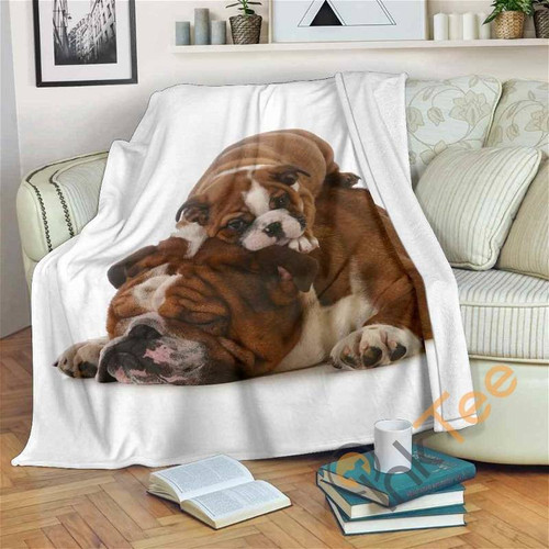 Tired Bulldogs Sherpa Fleece Blanket Gifts For Family, For Couple