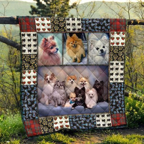 Pomeranian Pets Dog Cute Quilt Blanket Bedding Set