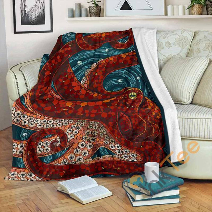 Octopus Mosaic Sherpa Fleece Blanket Gifts For Family, For Couple
