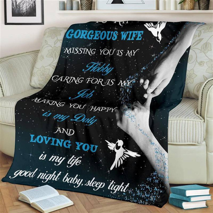 To My Gorgeous Wife Anniversary Sherpa Fleece Blanket Gifts For Family, For Couple
