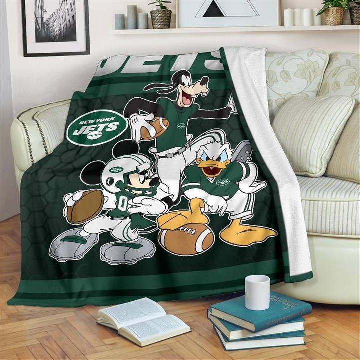 Disney New York Jets Team Football Sherpa Blanket Fleece Blanket Gifts For Fans
