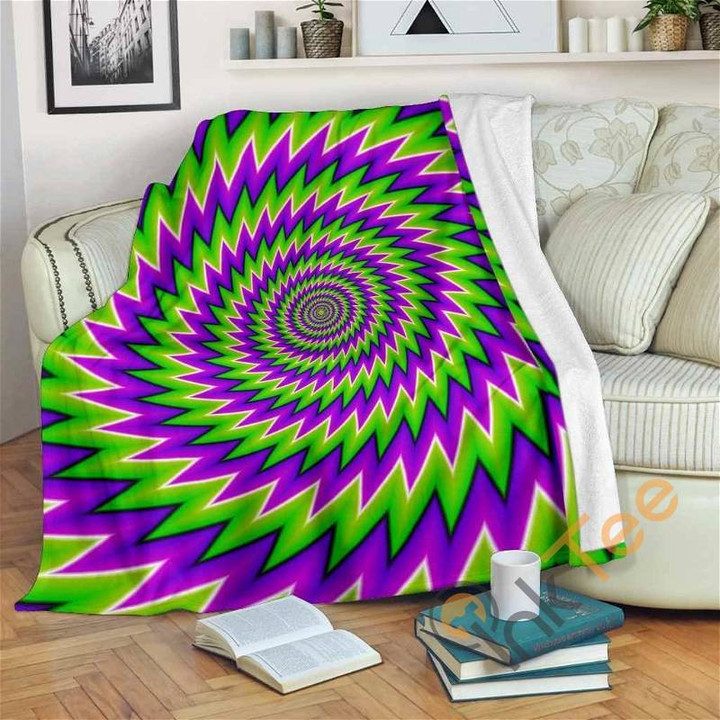 Green Spiral Moving Optical Illusion Sherpa Fleece Blanket Gifts For Family, For Couple