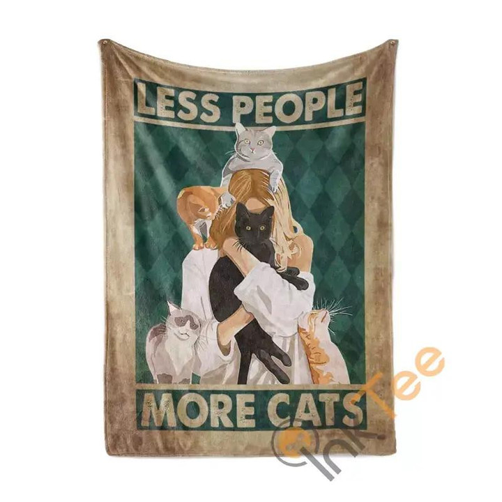 Less People More Cats Sherpa Fleece Blanket Gifts For Family, For Couple