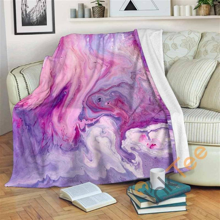 Purple Liquid Marble Sherpa Fleece Blanket Gifts For Family, For Couple