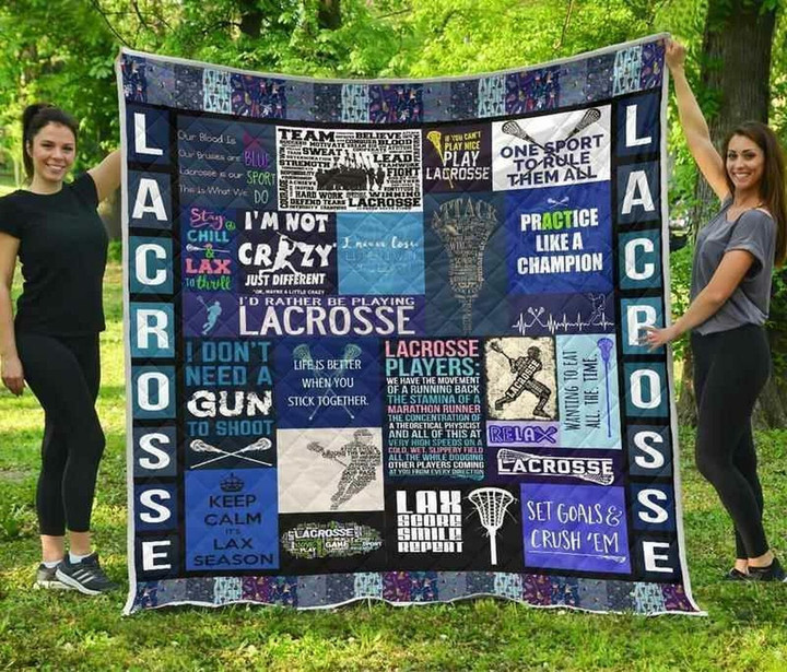Personalized Lacrosse Boy Quilt Blanket , Gifts For Family Bedroom Decor