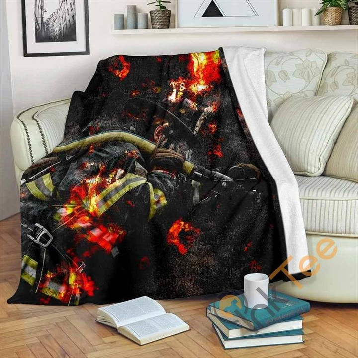 Firefighter In Flames Sherpa Fleece Blanket Gifts For Family, For Couple