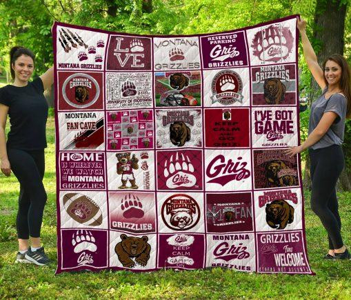 Montana Grizzlies Quilt Blanket Bedding Set Gifts For Fans