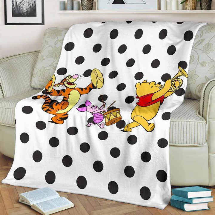Cute Winnie The Pooh Friend Sherpa Fleece Blanket Gifts For Family, For Couple
