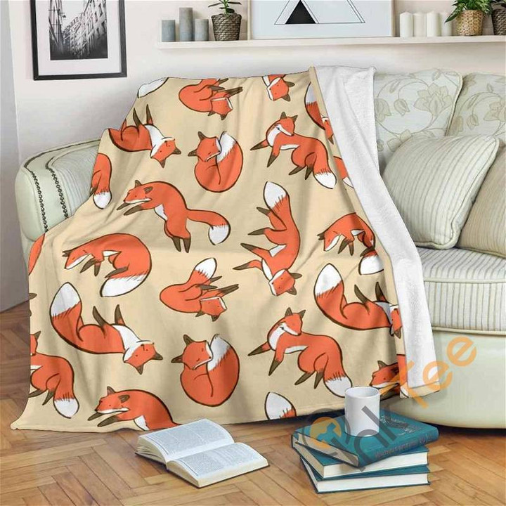 Fox Pattern Sherpa Fleece Blanket Gifts For Family, For Couple
