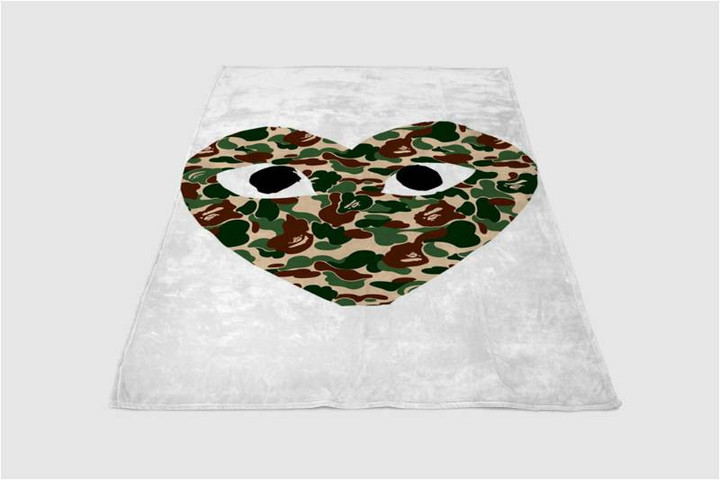 Bape Comme Army Sherpa Fleece Blanket Gifts For Family, For Couple