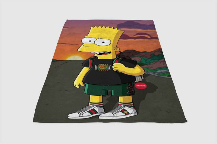 Bart Simpson North Face Sherpa Fleece Blanket Gifts For Family, For Couple