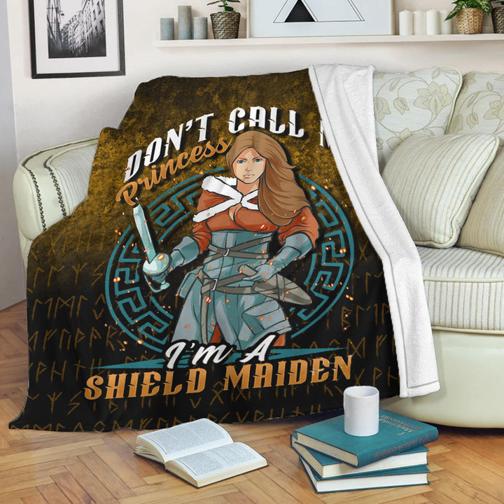 Viking Blanket I’M A Shield Maiden Sherpa Fleece Blanket Gifts For Viking Lovers