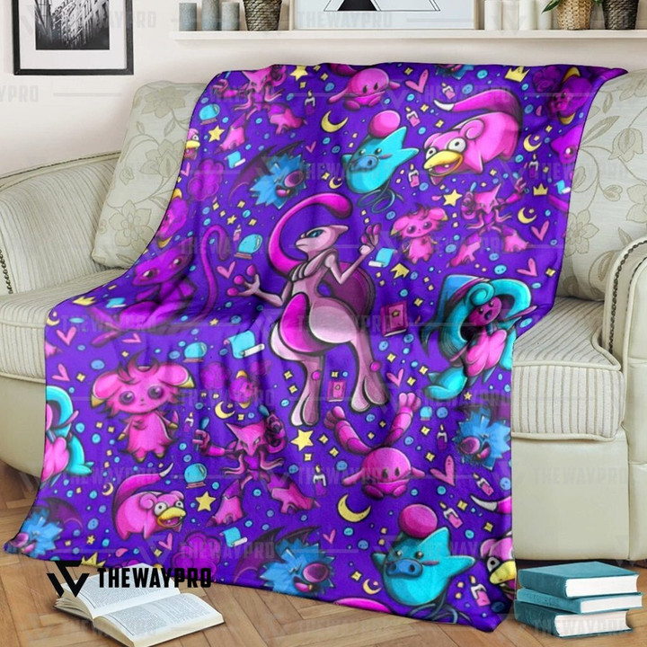 Anime Pokemon Psychic Version 2 Featuring Mewtwo Soft Blanket