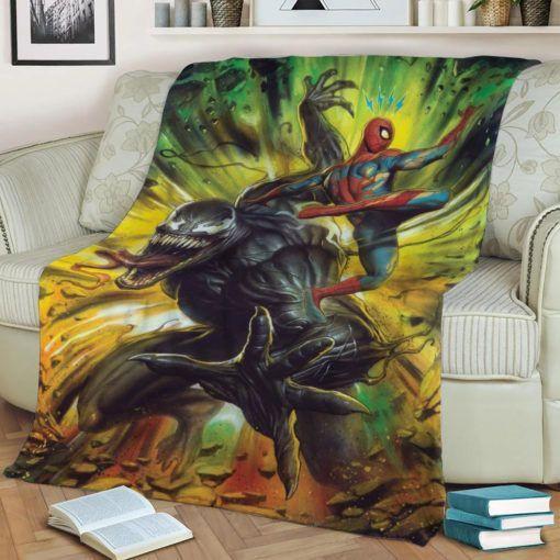 Venom And Spider-Man Avengers Marvel Fleece Blanket Gift For Fan, Premium Comfy Sofa Throw Blanket Gift