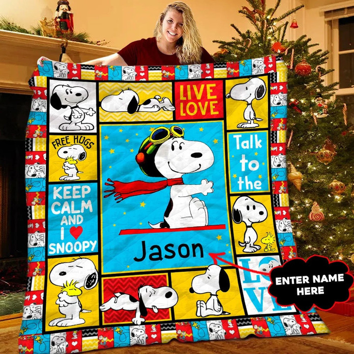 Peanuts Snoopy Keep Calm And I Love Snoopy Personalized Christmas Gift, Peanuts Snoopy Blanket
