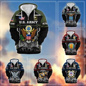 Premium US Veteran Zip Up Hoodie CPHN121011, Gifts For US Veterans, Gifts For Veterans Day.