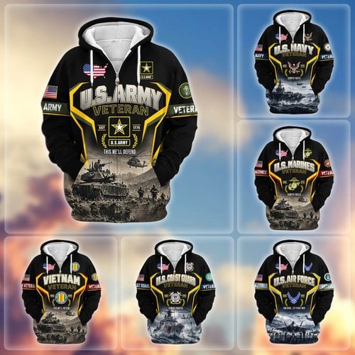 Premium US Veteran Zip Up Hoodie CPHN290911, Gifts For US Veterans, Gifts For Veterans Day.