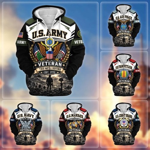Premium US Veteran Zip Up Hoodie CPHN151011, Gifts For US Veterans, Gifts For Veterans Day.