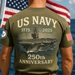 Premium US Navy T-Shirt VPVC930204, 250th Anniversary Navy Shirt, Gifts For Navy Veteran, Gifts On Father's Day, Veterans Day.