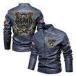 Premium Custom USMC Veteran Leather Jacket VPVC702310, Gifts For Marine Veteran, Gifts On Father's Day, Veterans Day.