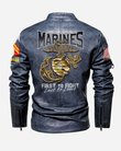 Premium Custom USMC Veteran Leather Jacket VPVC702324, Gifts For Marine Veteran, Gifts On Father's Day, Veterans Day.