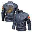 Premium Custom USMC Veteran Leather Jacket VPVC702324, Gifts For Marine Veteran, Gifts On Father's Day, Veterans Day.