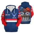 Premium Custom USAF Zip Up Hoodie VPVC609534, Gifts For Air Force Veteran, Gifts For Veterans Day.