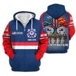 Premium Custom USCG Zip Up Hoodie VPVC609535, Gifts For Coast Guard Veteran, Gifts For Veterans Day.